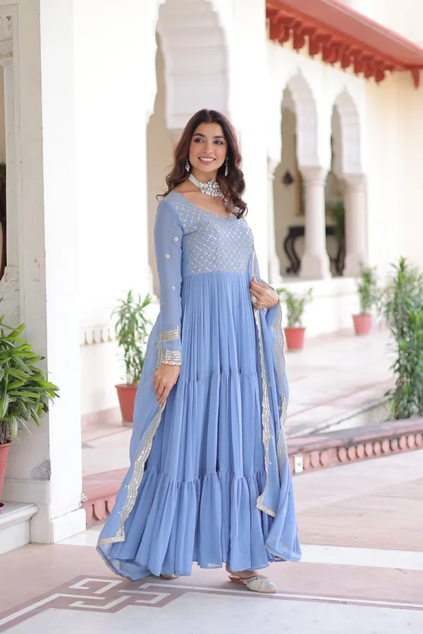 Sky_Blue_Premium_Linen_Gowns_For_Women