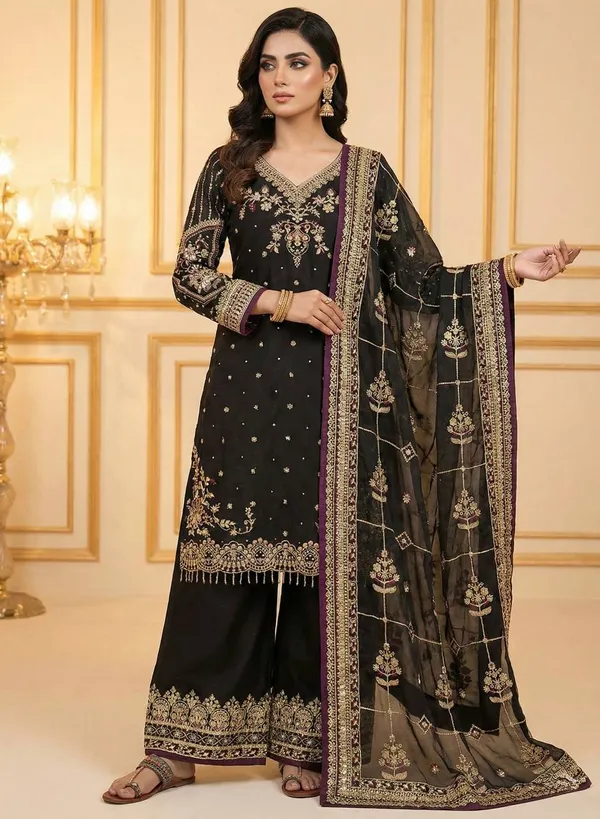 Black_Premium_Synthetic_Sharara_Suit_For_Women
