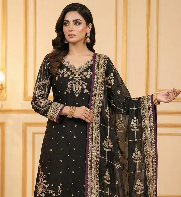 Black_Premium_Synthetic_Sharara_Suit_For_Women