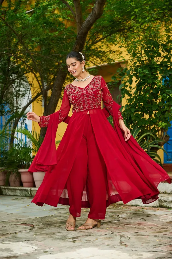 Red_Premium_Synthetic_Kurtis_Pant_For_Women