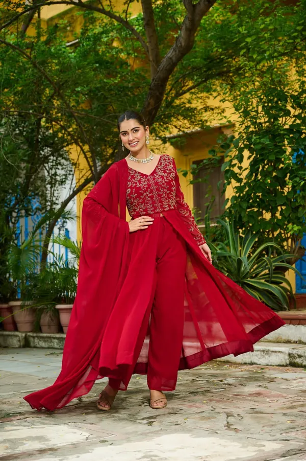Red_Premium_Synthetic_Kurtis_Pant_For_Women