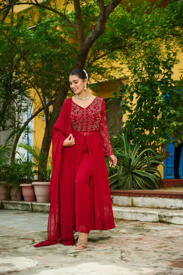 Red_Premium_Synthetic_Kurtis_Pant_For_Women