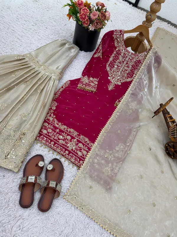 Pink_9000Velvet_Kurti_Plazzo_For_Women