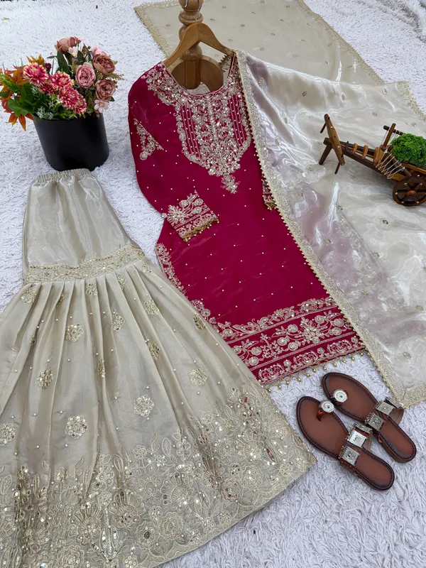 Pink_9000Velvet_Kurti_Plazzo_For_Women