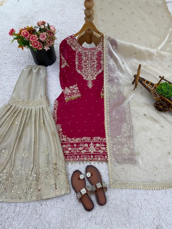 Pink_9000Velvet_Kurti_Plazzo_For_Women