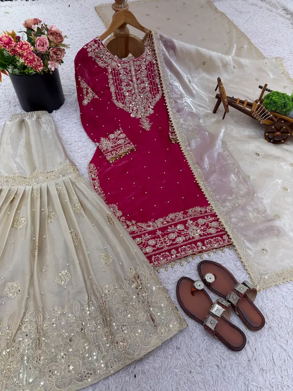 Pink_9000Velvet_Kurti_Plazzo_For_Women