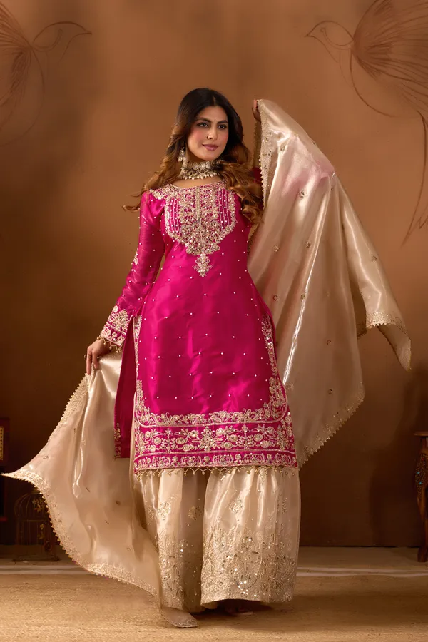 Pink_9000Velvet_Kurti_Plazzo_For_Women