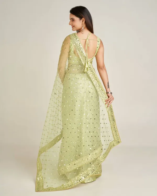 Green_Floral_Embroidered_Crush_Sequin_Saree_For_Women