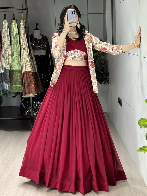 Red_Classical_Foil_Printed_Koti_Lehenga_Choli_Set_For_Women