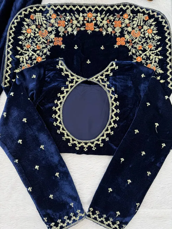 Dark_Blue_Premium_Viscosevelvet_Salwar_Kameez_For_Women