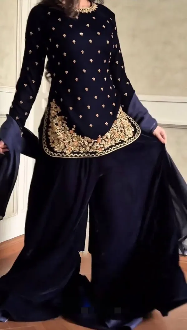 Dark_Blue_Premium_Viscosevelvet_Salwar_Kameez_For_Women