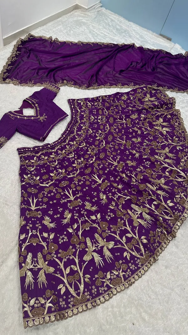 Wine_Heavy_Embroidered_Lehenga_Choli_Wedding_Dress_For_Women