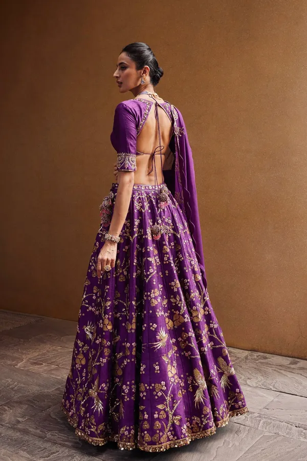 Wine_Heavy_Embroidered_Lehenga_Choli_Wedding_Dress_For_Women
