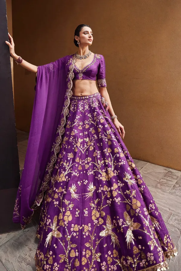 Wine_Heavy_Embroidered_Lehenga_Choli_Wedding_Dress_For_Women