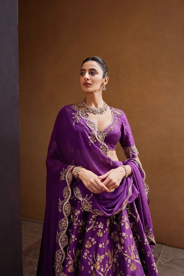 Wine_Heavy_Embroidered_Lehenga_Choli_Wedding_Dress_For_Women