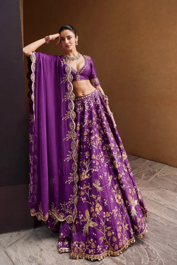 Wine_Heavy_Embroidered_Lehenga_Choli_Wedding_Dress_For_Women