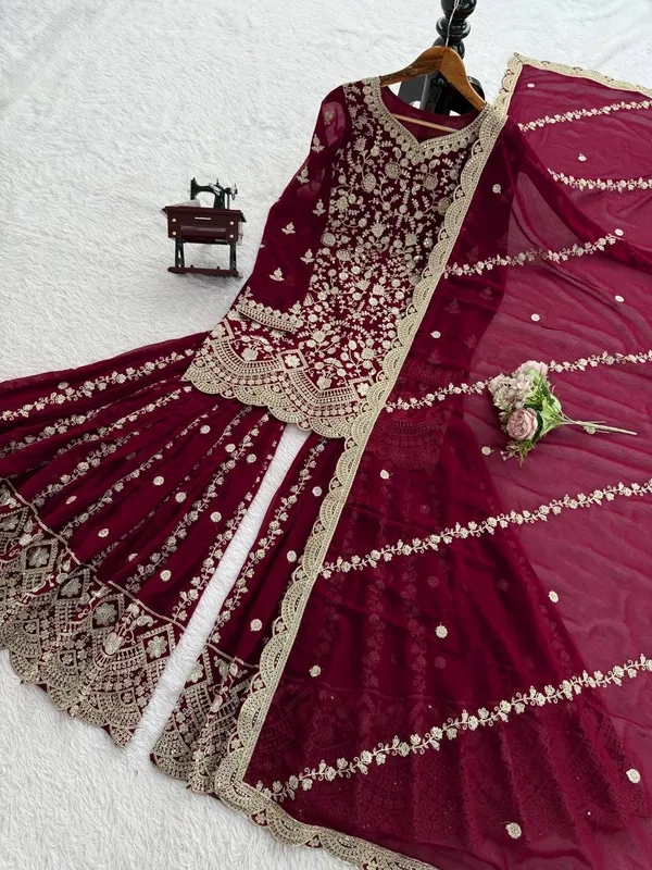 Maroon_Premium_Fauxgeorgette_Sharara_Suit_For_Women