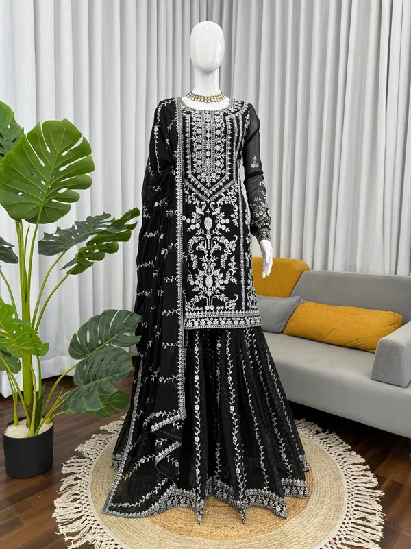 Black_Premium_Synthetic_Sharara_Suit_For_Women