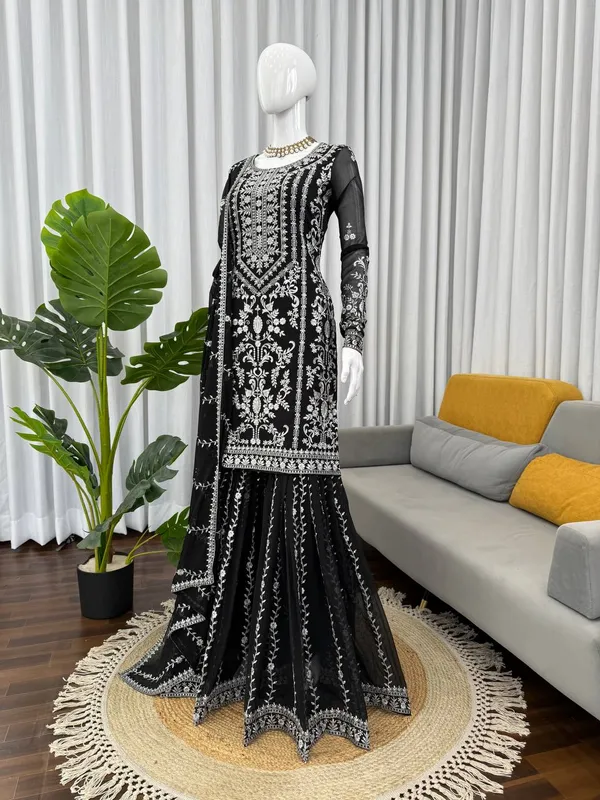 Black_Premium_Synthetic_Sharara_Suit_For_Women
