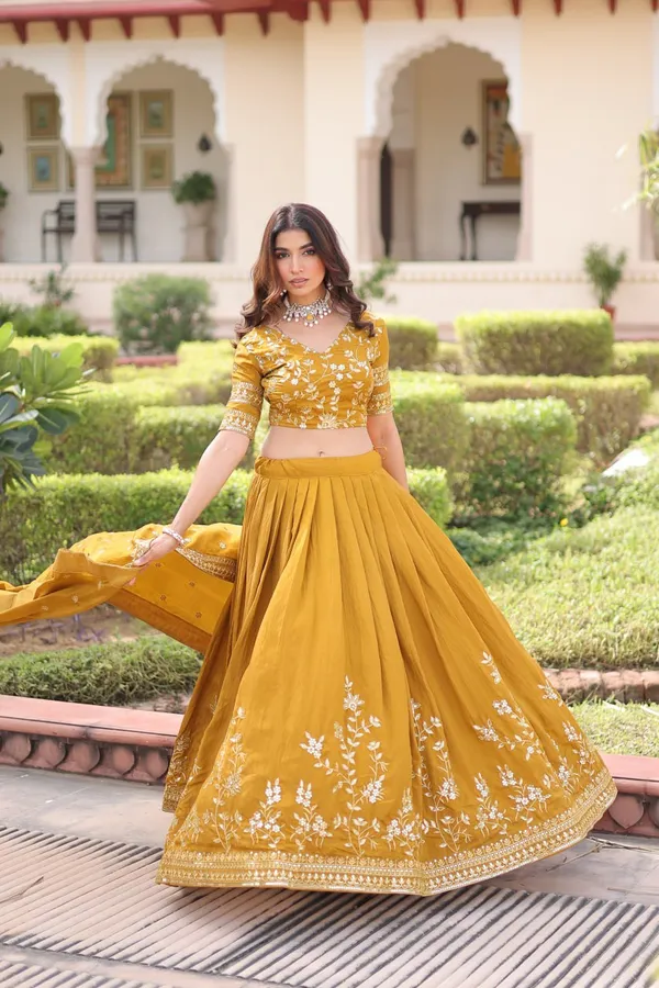 Yellow_Fauxgeorgette_Lehenga_Choli_For_Women
