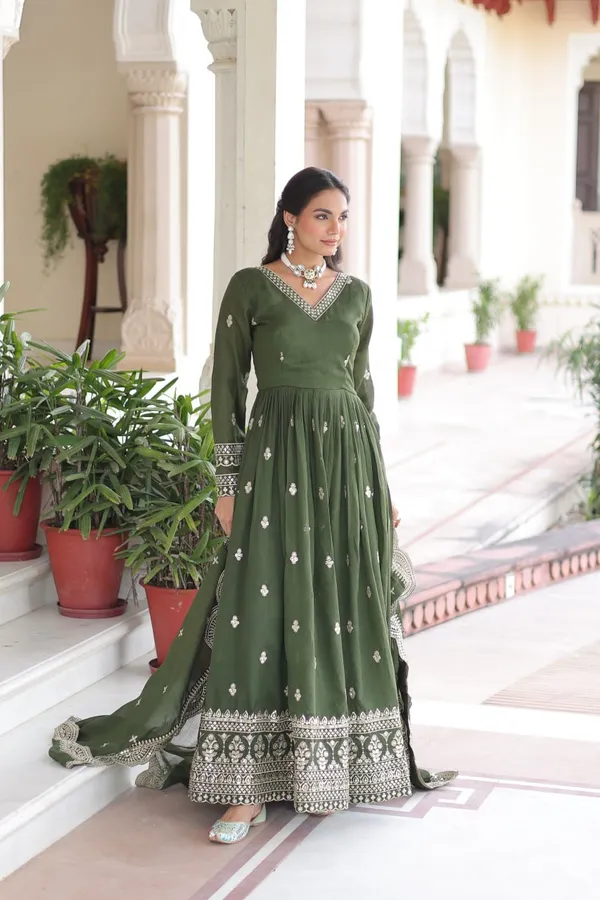 Pink_Fauxgeorgette_Gowns_For_Women