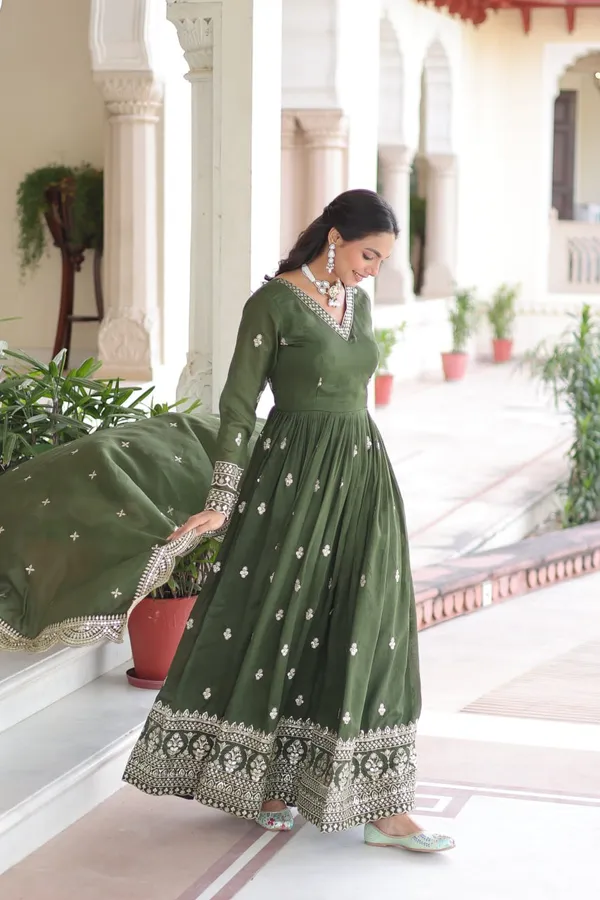 Pink_Fauxgeorgette_Gowns_For_Women