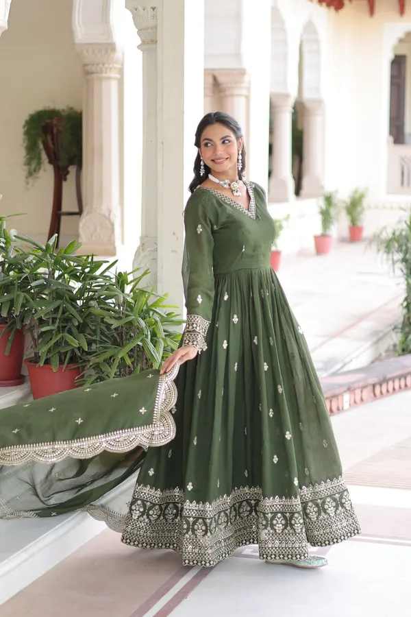Pink_Fauxgeorgette_Gowns_For_Women