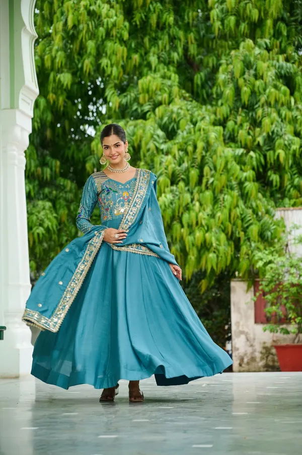 Sky_Blue_Vichitrasilk_Gowns_For_Women