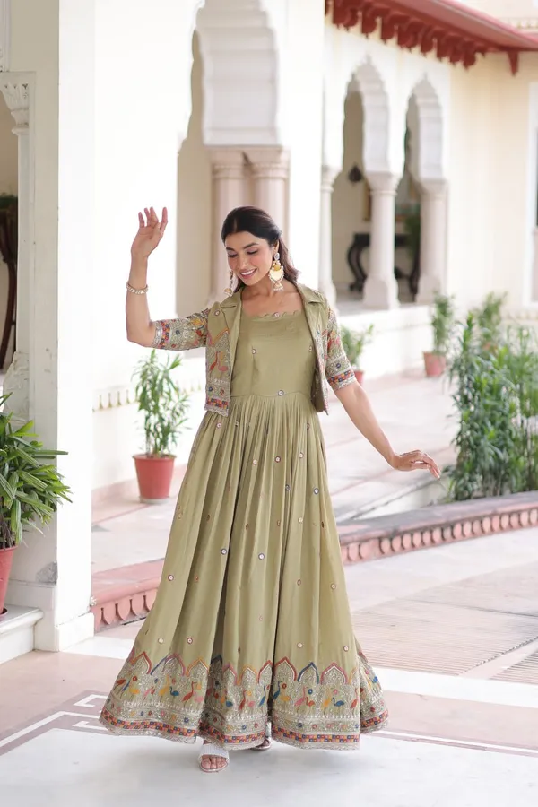 Parrot_Vichitrasilk_Gowns_For_Women