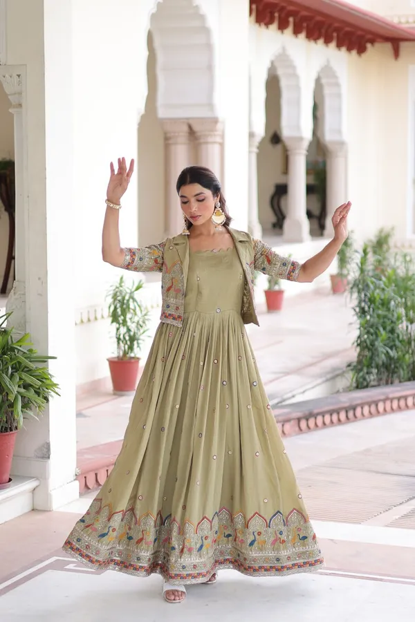 Parrot_Vichitrasilk_Gowns_For_Women