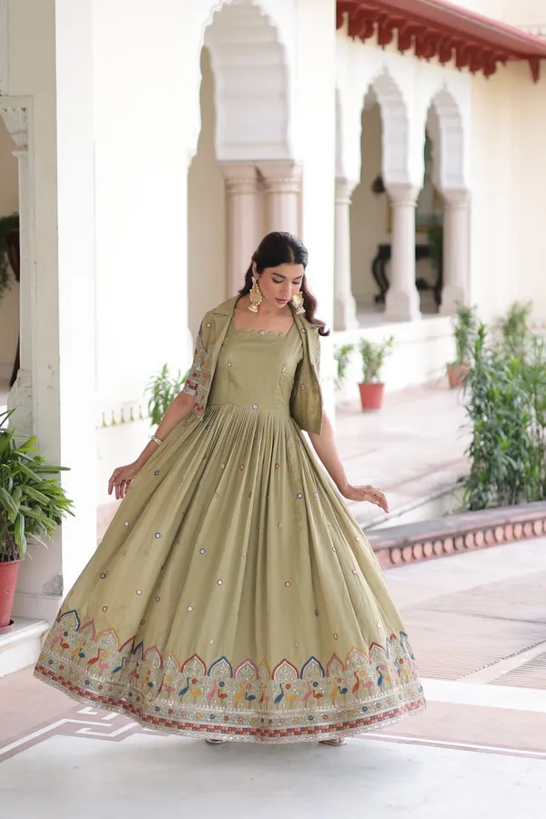 Parrot_Vichitrasilk_Gowns_For_Women