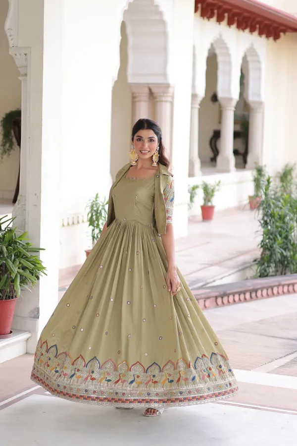 Parrot_Vichitrasilk_Gowns_For_Women