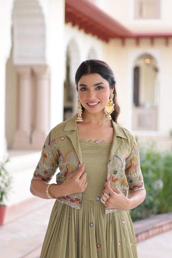 Parrot_Vichitrasilk_Gowns_For_Women
