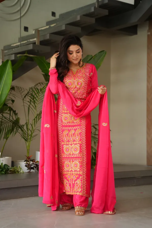 Pink_Romansilk_Kurti_Pant_For_Women