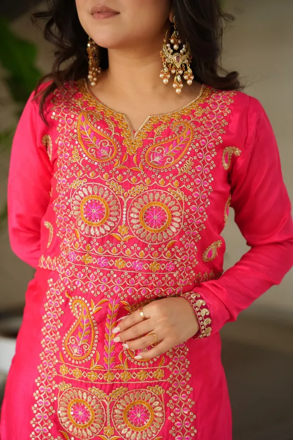 Pink_Romansilk_Kurti_Pant_For_Women
