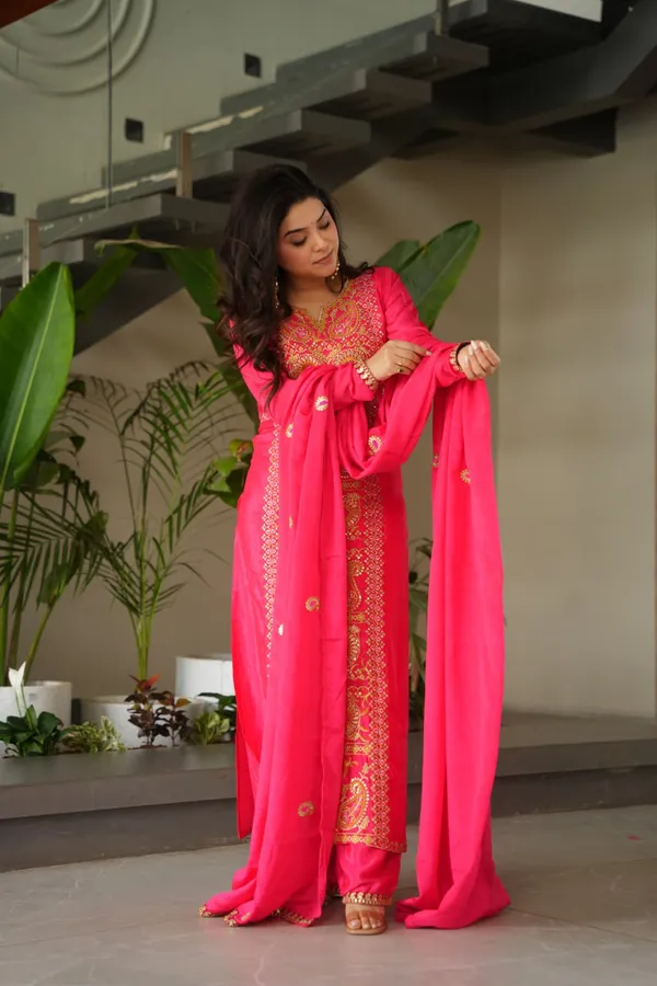 Pink_Romansilk_Kurti_Pant_For_Women