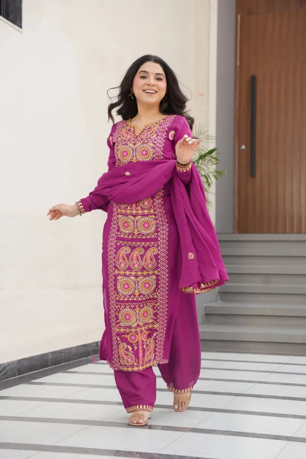 Purple_Romansilk_Kurti_Pant_For_Women