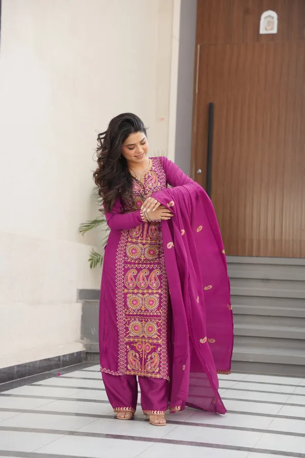 Purple_Romansilk_Kurti_Pant_For_Women