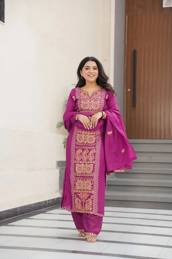 Purple_Romansilk_Kurti_Pant_For_Women