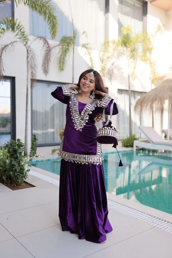 Purple_Icevelvet_Kurti_Plazzo_For_Women