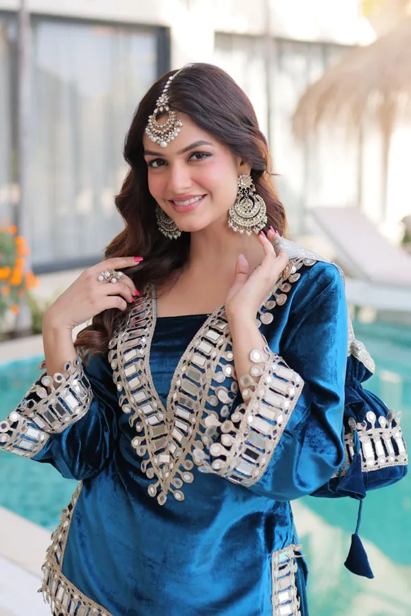 Sky_Blue_Icevelvet_Kurti_Plazzo_For_Women