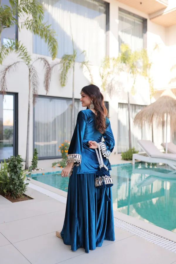 Sky_Blue_Icevelvet_Kurti_Plazzo_For_Women