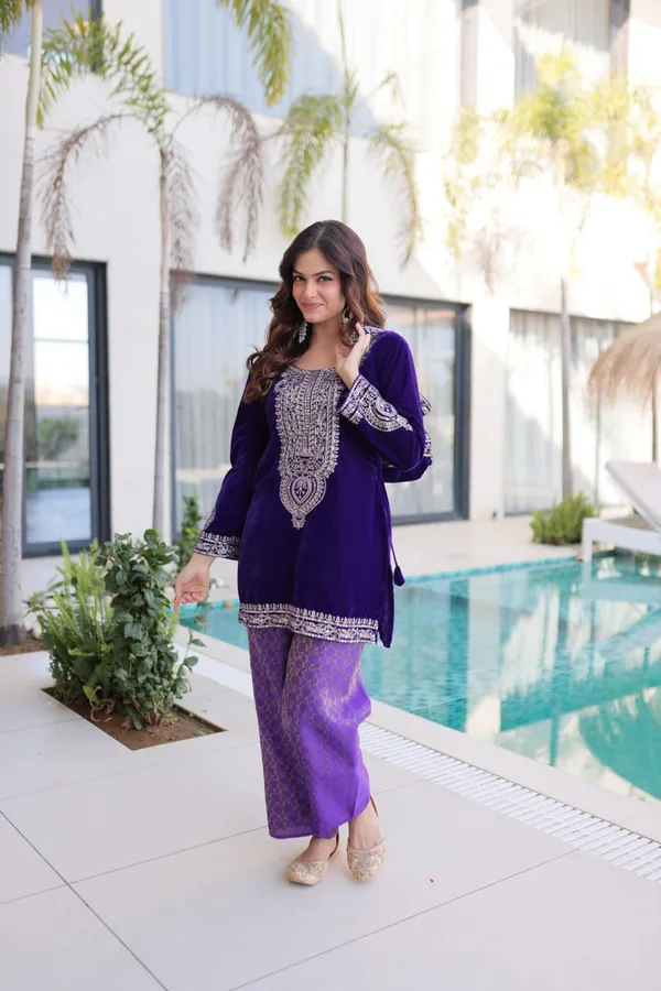 Purple_Gmysilk_Kurti_Pant_For_Women