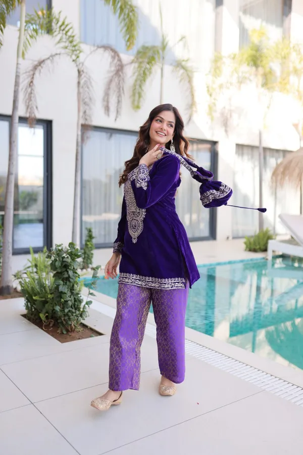 Purple_Gmysilk_Kurti_Pant_For_Women