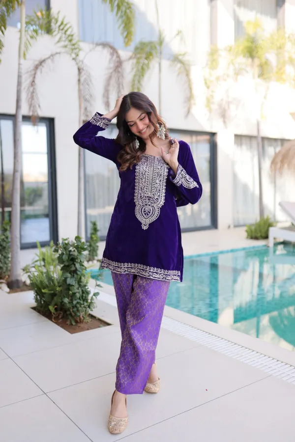 Purple_Gmysilk_Kurti_Pant_For_Women