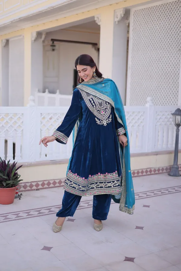 Purple_Vichitrasilk_Kurti_Pant_For_Women
