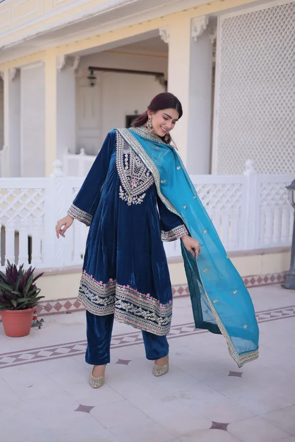 Purple_Vichitrasilk_Kurti_Pant_For_Women