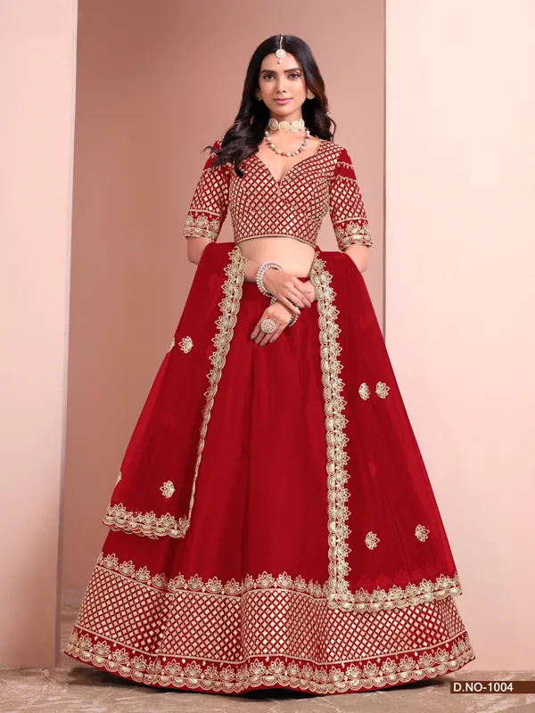 Red_Artsilk_Lehenga_Choli_For_Women