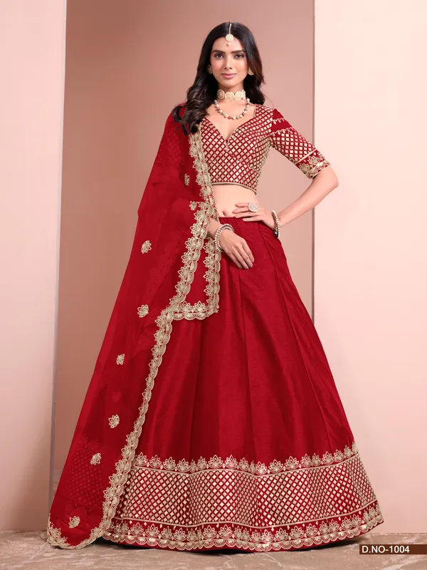 Red_Artsilk_Lehenga_Choli_For_Women