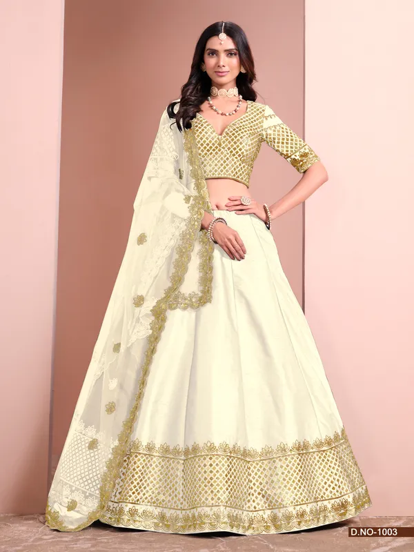 White_Artsilk_Lehenga_Choli_For_Women